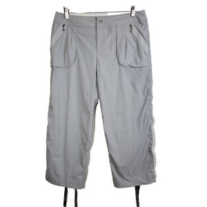 Title Nine Womens 10 Gray Outdoor Nylon Pants‎ Hiking Camping Cropped Ties